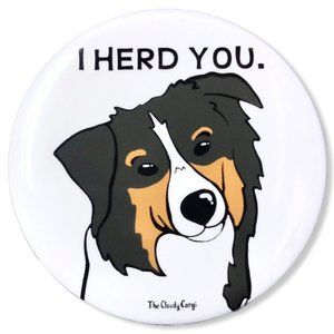 Black Tricolor Australian Shepherd Dog Pin Button